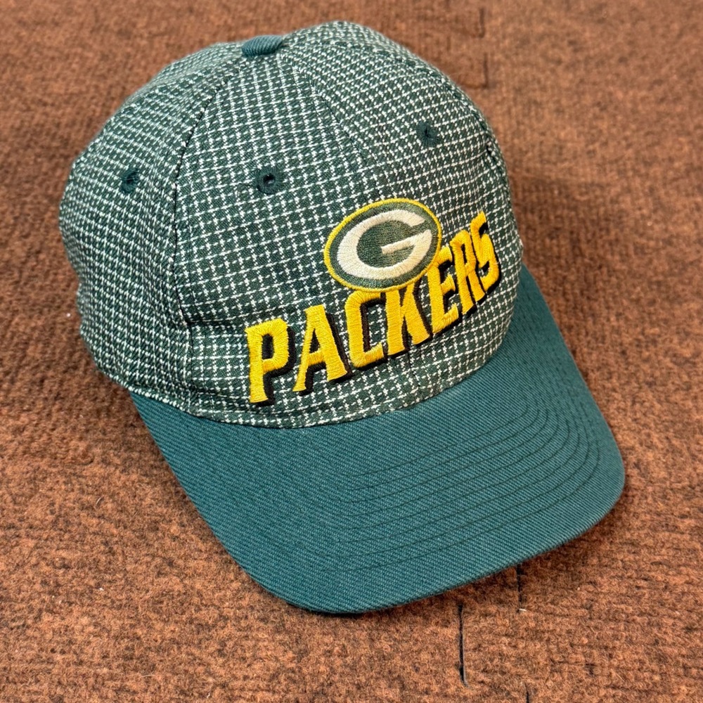 A+ Vintage Green Bay Packers Hat Logo Athletic NFL Pro Line Green Check Snapback